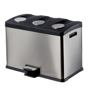Pattumiera a pedale Multiflux - 59,3x38,2x43 cm - 3 secchi da 12 L ciascuno - inox - Medial International - immagine 1