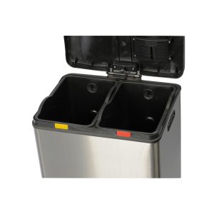Pattumiera a pedale Multiflux - 49,5 × 45,9 × 63,6 cm - 2 secchi da 30 L ciascuno - inox - Medial International - immagine 2