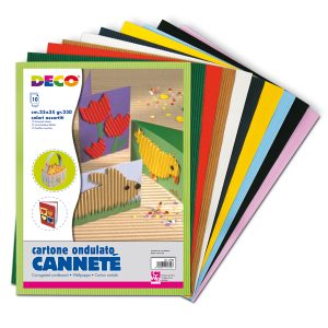 Cartoncino ondulato Cannetè 2200 - 25 x 35 cm - colori assortiti - DECO - conf. 10 fogli - immagine 1