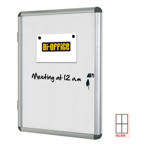 Bacheca per interni - fondo bianco magnetico - 4 fogli A4 - verticale - Bi-Office - immagine 1