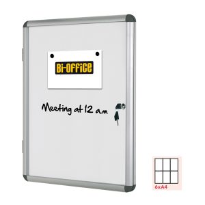 Bacheca per interni - fondo bianco magnetico - 6 fogli A4 - orizzontale - Bi-Office - immagine 1