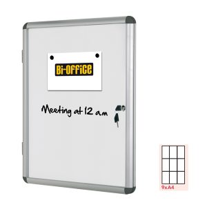 Bacheca per interni - fondo bianco magnetico - 9 fogli A4 - verticale - Bi-Office - immagine 1