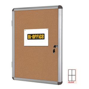 Bacheca per interni - fondo in sughero - 4 fogli A4 - verticale - Bi-Office - immagine 1