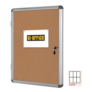 Bacheca per interni - fondo in sughero - 6 fogli A4 - orizzontale - Bi-Office - immagine 1