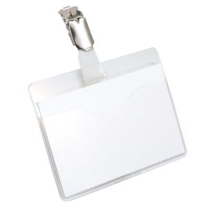 Portanome a tasca aperta - clip in metallo - 6 x 9 cm - trasparente - Durable - conf. 25 pezzi - immagine 1