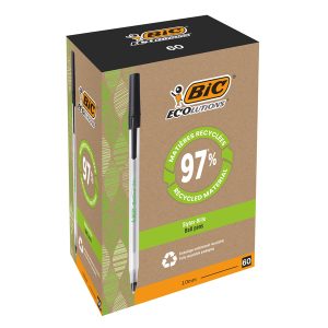 Penna a sfera a scatto con cappuccio ECOlutions - punta 1,0mm - nero  - Bic  - conf. 60 pezzi - immagine 1