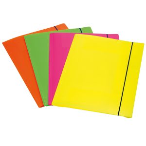 Cartellina 3 lembi Shocking File - con elastico - 25,5x35,5 cm - colori fluo assortiti - Fellowes - immagine 1