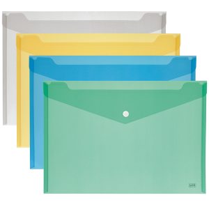 Busta con bottone - formato orizzontale - 18,5x13,5 cm - colori assortiti - Lebez - immagine 1