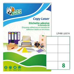 Etichette adesive LP4W - in carta - permanenti - 105 x 74 mm - 8 et/fg - 100 fogli - bianco - Tico - immagine 1