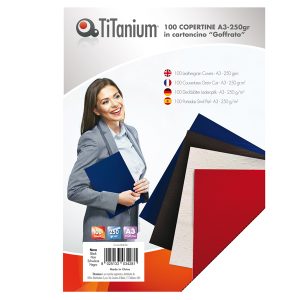 Copertine rilegatura - A3 - 250 gr - cartoncino goffrato - nero - Titanium - scatola 100 pezzi - immagine 1