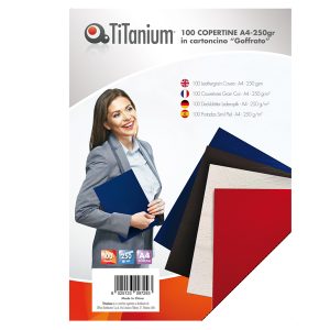 Copertine rilegatura - A4 - 250 gr - cartoncino goffrato - bianco - Titanium - scatola 100 pezzi - immagine 1