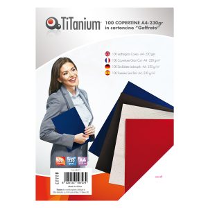 Copertine rilegatura - A4 - 230 gr - cartoncino goffrato - blu - Titanium - scatola 100 pezzi - immagine 1