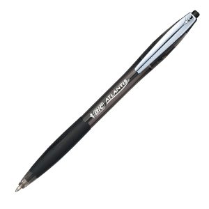 Penne a sfera a scatto Atlantis Soft - punta 1,0mm - nero  - clip in metallo - Bic - conf. 12 pezzi - immagine 1
