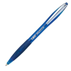 Penne a sfera a scatto Atlantis Soft  - punta 1,0mm - blu - clip in metallo - Bic - conf. 12 pezzi - immagine 1