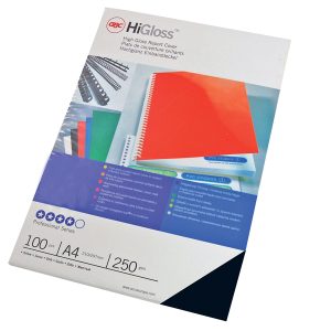 Copertine HiGloss™ per rilegatura - A4 - 250 gr - cartoncino lucido - nero - GBC - conf. 100 pezzi - immagine 1