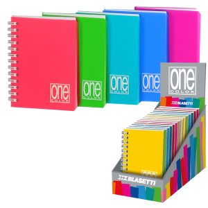 Miniquaderno One Color - A6 - forato - 1 rigo - 80 fogli - 80 gr -  spiralato - copertina PPL - Blasetti - expo 14 pezzi - immagine 1