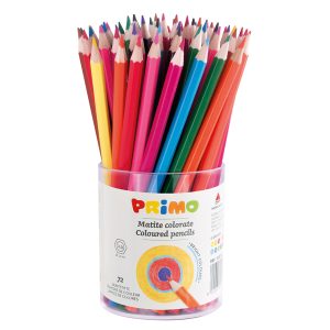 Matite colorate - diametro mina 2,90 mm - colori assortiti - Primo - bicchiere 72 matite - immagine 1