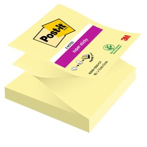Blocco Post it® Super Sticky Z Notes - R330-123SS-CY - 76 x 76 mm - giallo Canary™ - 90 fogli - Post it® - immagine 1