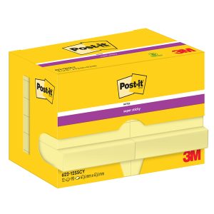 Blocco foglietti Super Sticky - 622-12SS-CY - 47,6 x 47,6 mm - giallo Canary™ - 90 fogli - Post it® - immagine 2