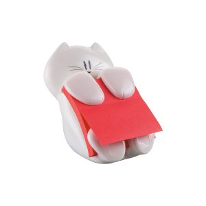 Dispenser gatto bianco + ricarica Post it® Super Sticky Z Notes rosso rubino - CAT-330 - 76 x 76 mm - 90 fogli - Post it® - immagine 1