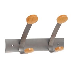 Appendiabiti da muro - 2 posti - 30 x 11,2 x 17,5 cm - metallo/legno - grigio metallo/legno chiaro - Alba - immagine 1