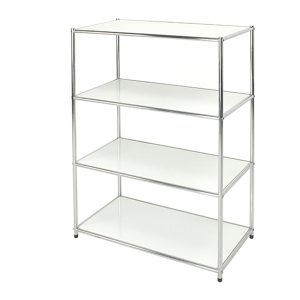 Libreria Easy System - 4 ripiani - acciaio cromato - 80x40x120 cm - bianco - Serena Group - immagine 1