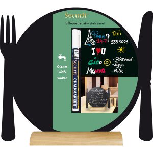 Lavagna da tavolo Silhouette - 24 x 25 cm - forma piatto - nero - Securit - immagine 1