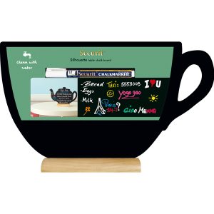 Lavagna da tavolo Silhouette - 33,5 x 21,5 cm - forma tazza - nero - Securit - immagine 1