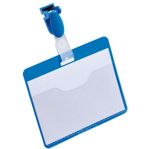 Portanome a tasca aperta - clip in plastica - 6 x 9 cm - blu - Durable - conf. 25 pezzi - immagine 1