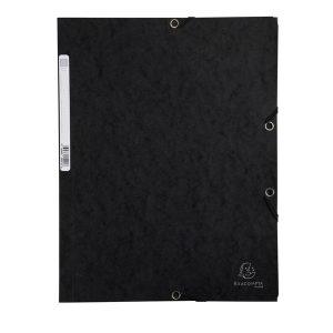 Cartellina con elastico - cartoncino lustrè - 3 lembi - 400 gr - 24x32 cm - nero - Exacompta - immagine 2