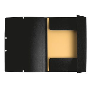 Cartellina con elastico - cartoncino lustrè - 3 lembi - 400 gr - 24x32 cm - nero - Exacompta - immagine 1