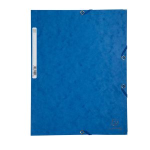 Cartellina con elastico - cartoncino lustrè - 3 lembi - 400 gr - 24x32 cm - blu - Exacompta - immagine 2