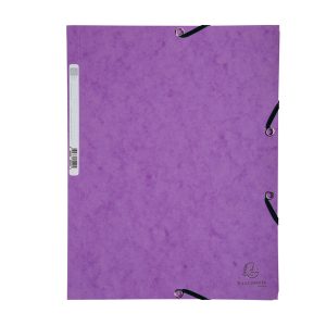 Cartellina con elastico - cartoncino lustrè - 3 lembi - 400 gr - 24x32 cm - viola - Exacompta - immagine 1
