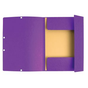 Cartellina con elastico - cartoncino lustrè - 3 lembi - 400 gr - 24x32 cm - viola - Exacompta - immagine 2