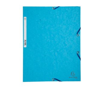 Cartellina con elastico - cartoncino lustrè - 3 lembi - 400 gr - 24x32 cm - turchese - Exacompta - immagine 1