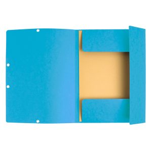 Cartellina con elastico - cartoncino lustrè - 3 lembi - 400 gr - 24x32 cm - turchese - Exacompta - immagine 2