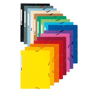 Cartellina con elastico - cartoncino lustrè - 3 lembi - 400 gr - 24x32 cm - mix 10 colori - Exacompta - immagine 1