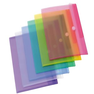 Buste con bottone in velcro - PP - A4 - colori assortiti - Djois - conf. 12 pezzi - immagine 1