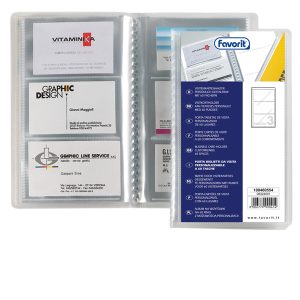 Porta biglietti da visita personalizzabile - 20 buste da 3 tasche - 12,5x20,5 cm - Favorit - immagine 1