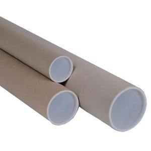 Tubo - con doppio tappo trasparente - diametro 10 cm - H 50 cm - cartone - avana - immagine 1