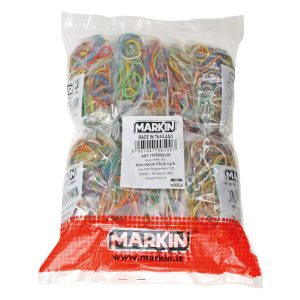 Elastici - misure e colori assortiti - 1 kg - gomma - Markin - conf. 10 sacchetti (100 gr cad) - immagine 1