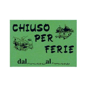 Cartello in cartoncino CHIUSO PER FERIE - 16x23 cm - giallo - CWR - immagine 1