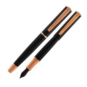 Penna Stilografica Impressa - punta M - nero/rosegold - Monteverde - immagine 1