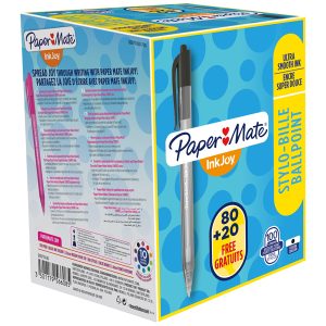 Penna a sfera a scatto Inkjoy 100 RT - punta 1,0mm - nero  - Papermate - conf. 80+20 pezzi - immagine 1