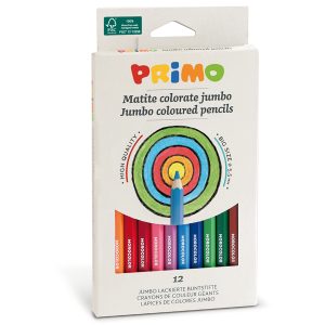 Matite colorate Jumbo - diametro mina 5,5 mm - colori assortiti - Primo - astuccio 12 matite - immagine 1