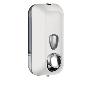 Dispenser Soft Touch per sapone liquido - 10,2x9x21,6 cm - capacità 0,55 L - bianco - Mar Plast - immagine 1