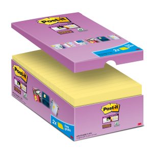 Blocco foglietti Post it® Super Sticky - 655-SSCY-VP16-EU - 76 x 127 mm - giallo Canary™ - 90 fogli - Post it® - conf. 16 blocchi - immagine 1