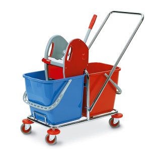 Carrello per pulizie Tucson - 50 L - 78 x 41 x 89cm - rosso/blu - PerfettoFactory - immagine 1