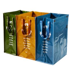 Set Ricicla Bag - 3 contenitori - misure assortite - verde/ocra/blu - Perfetto - immagine 1