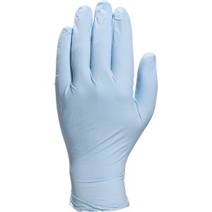 Guanti in nitrile - non talcati - taglia grande - ambidestri - azzurro chiaro - Deltaplus - scatola da 100 pezzi - immagine 1